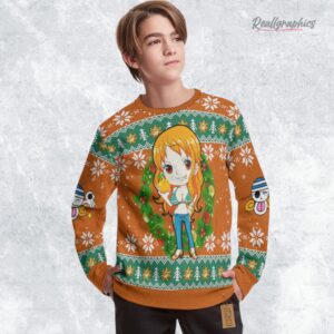one piece xmas ugly sweater nami sweatshirt 1 m6fnys
