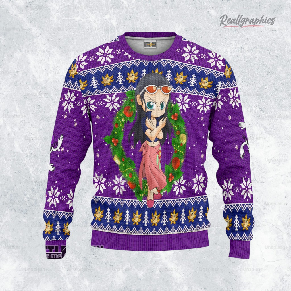 one piece xmas ugly sweater nico robin sweatshirt 2 yykarm