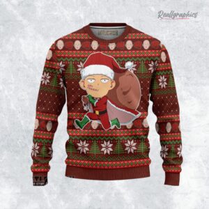 one punch man ugly christmas sweater saitama custom anime sweatshirt 1 gh1zvu
