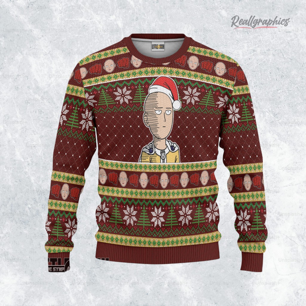 one punch man ugly sweater custom saitama sweatshirt 2 drohxc