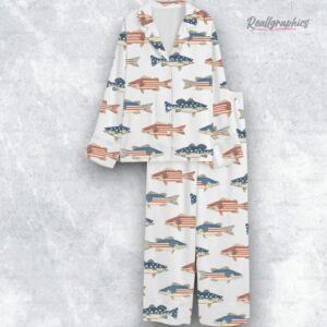 patriotic bass fishing 4th of july american flag independence day pajama set 1 w225fr