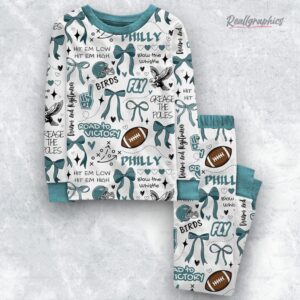 philadelphia football doodle coquette bow pajama set 1 dfitt7