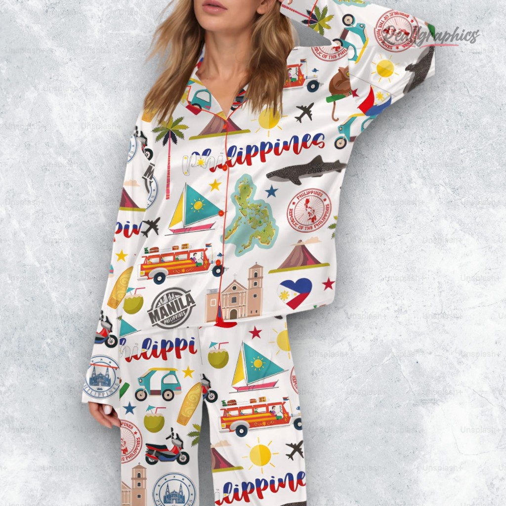 Philippines Travel Satin Pajama Set Philippines Travel Satin Pajama Set