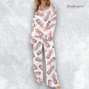 pink coquette floral champagne satin pajama set 1 gbqpct