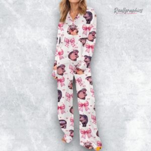 pink coquette moo deng satin pajama set 1 uup24n