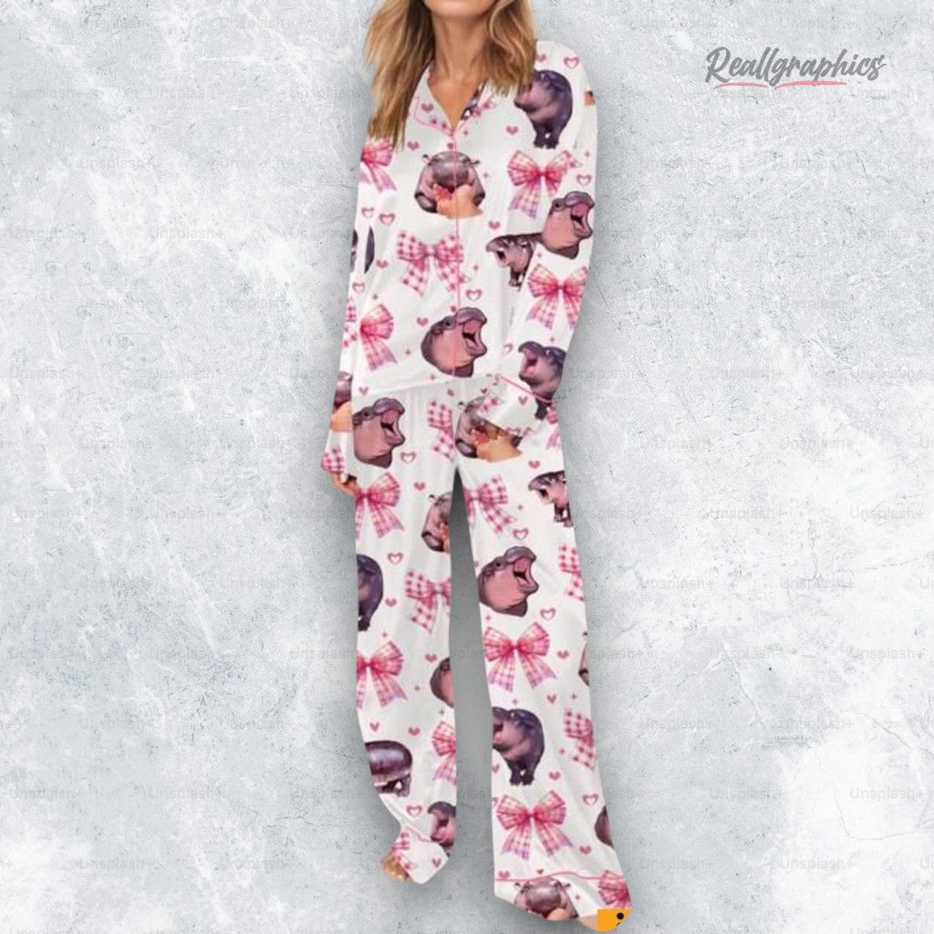 Pink Coquette Moo Deng Satin Pajama Set Pink Coquette Moo Deng Satin Pajama Set