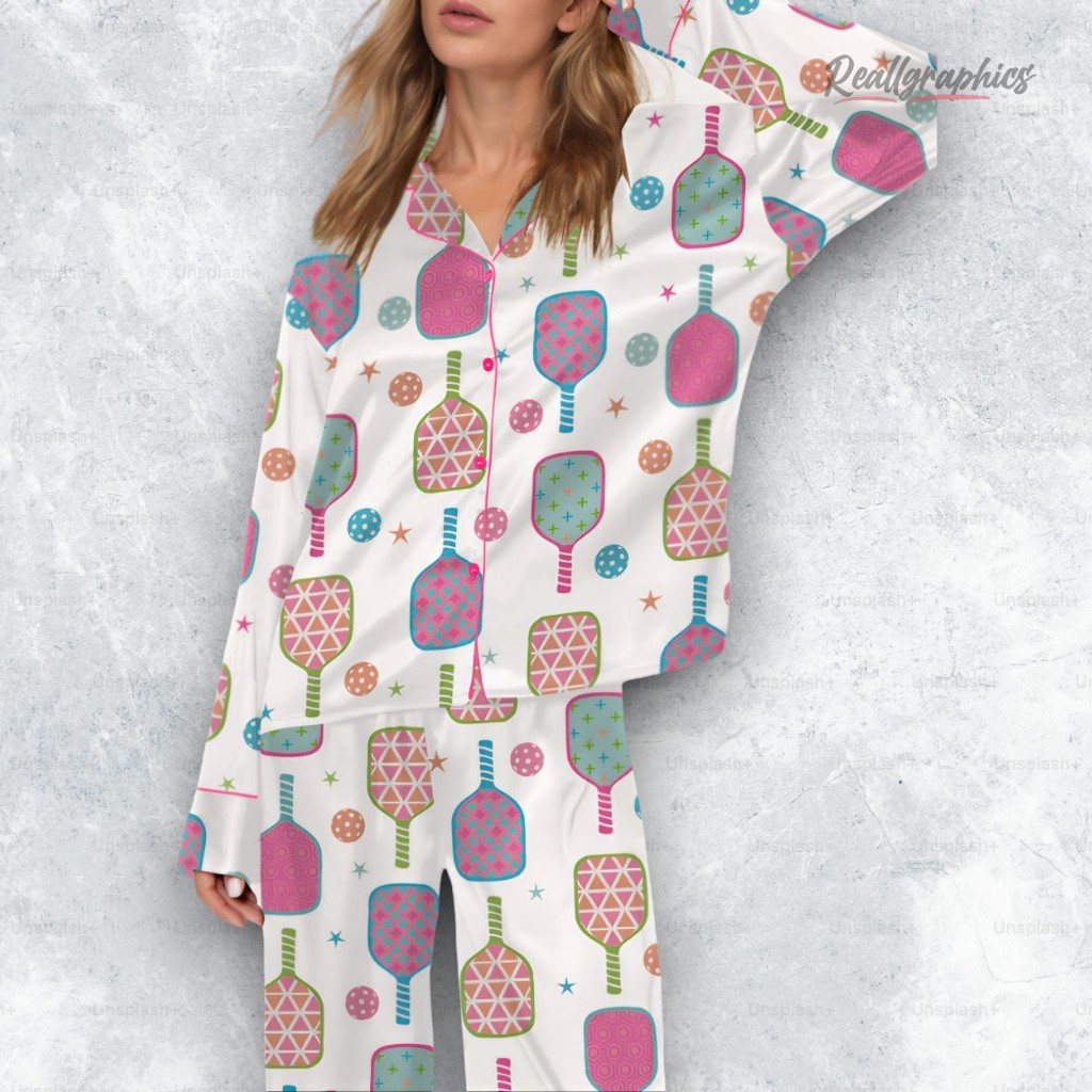 Pink Pickleball Satin Pajama Set Pink Pickleball Satin Pajama Set