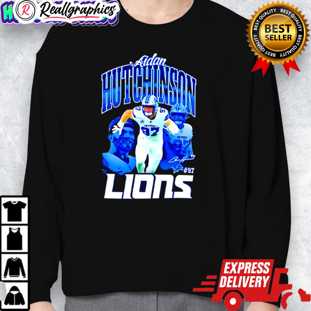 premium aidan hutchinson 97 detroit lions football player signature shirt 2 ymijef