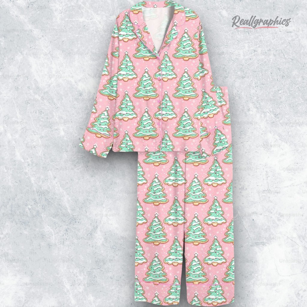 Preppy Christmas Cakes Satin Pajama Set Preppy Christmas Cakes Satin Pajama Set