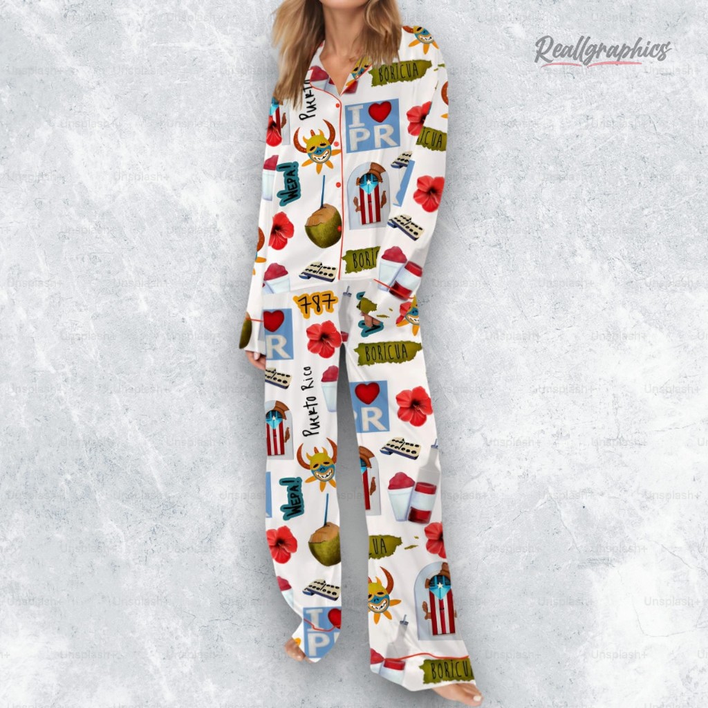Puerto Rico Travel Satin Pajama Set Puerto Rico Travel Satin Pajama Set