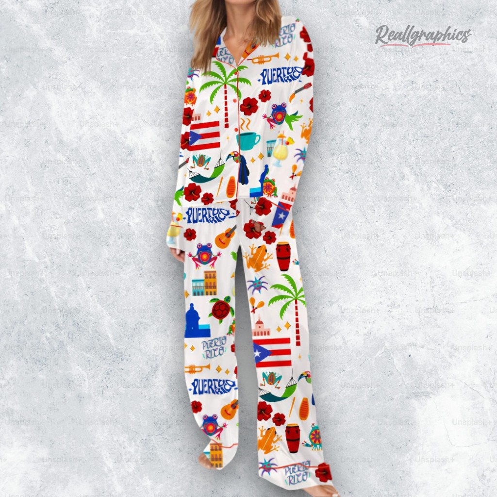 Puerto Rico Vacation Satin Pajama Set Puerto Rico Vacation Satin Pajama Set