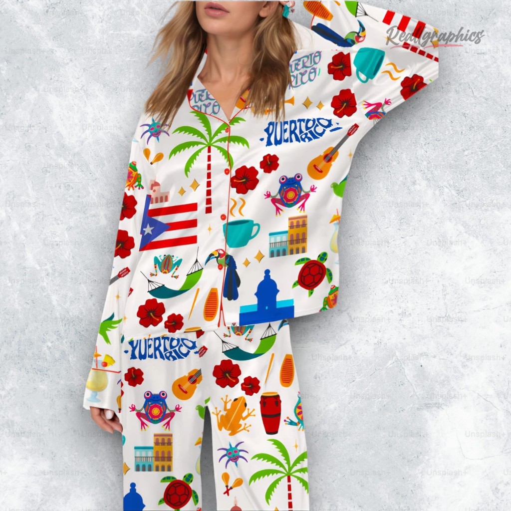 puerto rico vacation satin pajama set 2 jprvxx