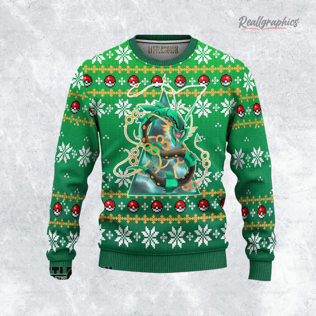 Rayquaza Ugly Christmas Sweater Pokemon Xmas Ugly Sweatshirt, Sweater Rayquaza Ugly Christmas Sweater Pokemon Xmas Ugly Sweatshirt, Sweater