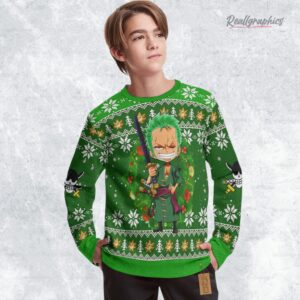 roronoa zoro xmas ugly sweater one piece sweatshirt 1 norsnz