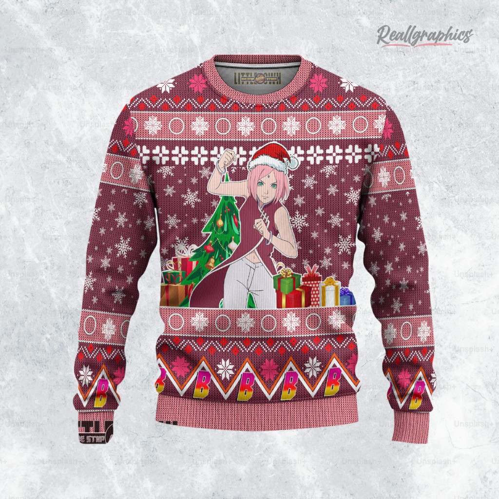 Sakura Ugly Sweater Boruto Xmas Ugly Sweatshirt, Sweater Sakura Ugly Sweater Boruto Xmas Ugly Sweatshirt, Sweater