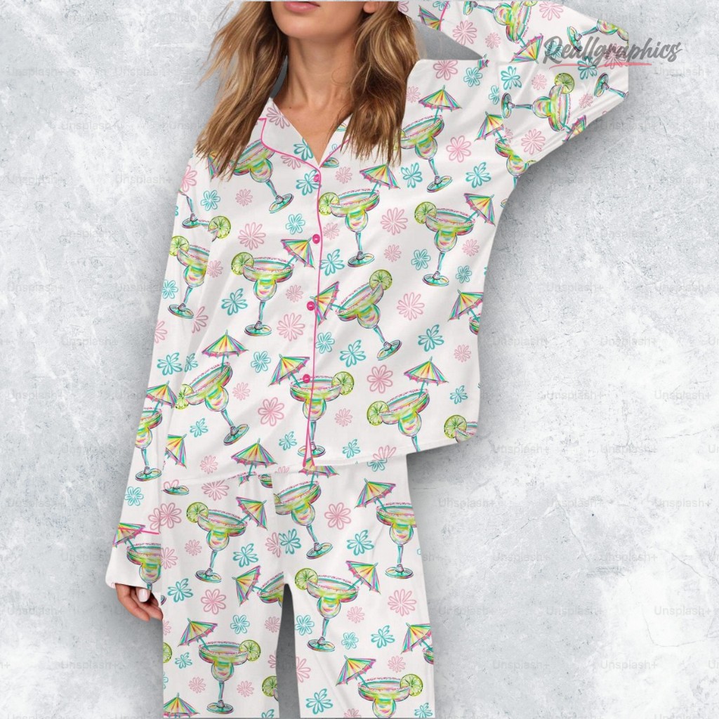 salty margarita watercolor satin pajama set 2 blfxis