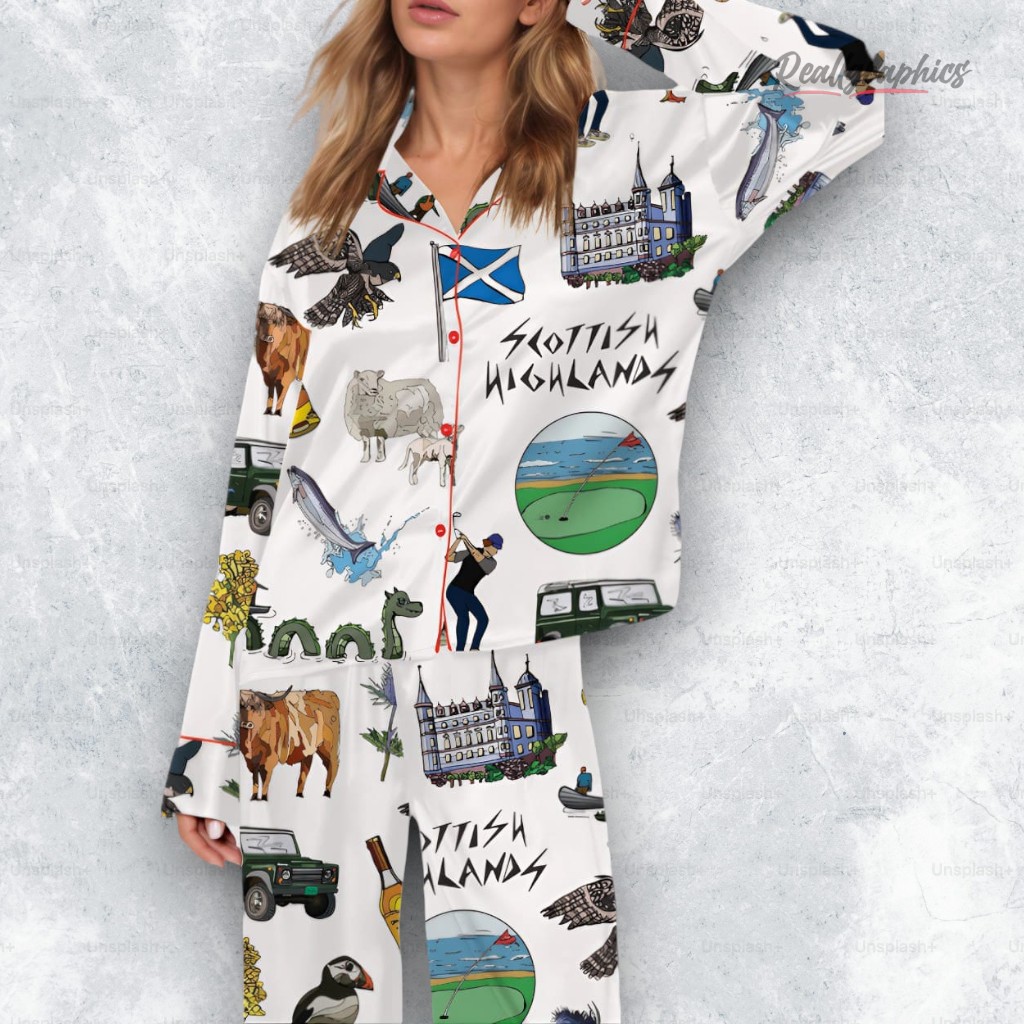 scottish highlands trael satin pajama set 2 e99fli