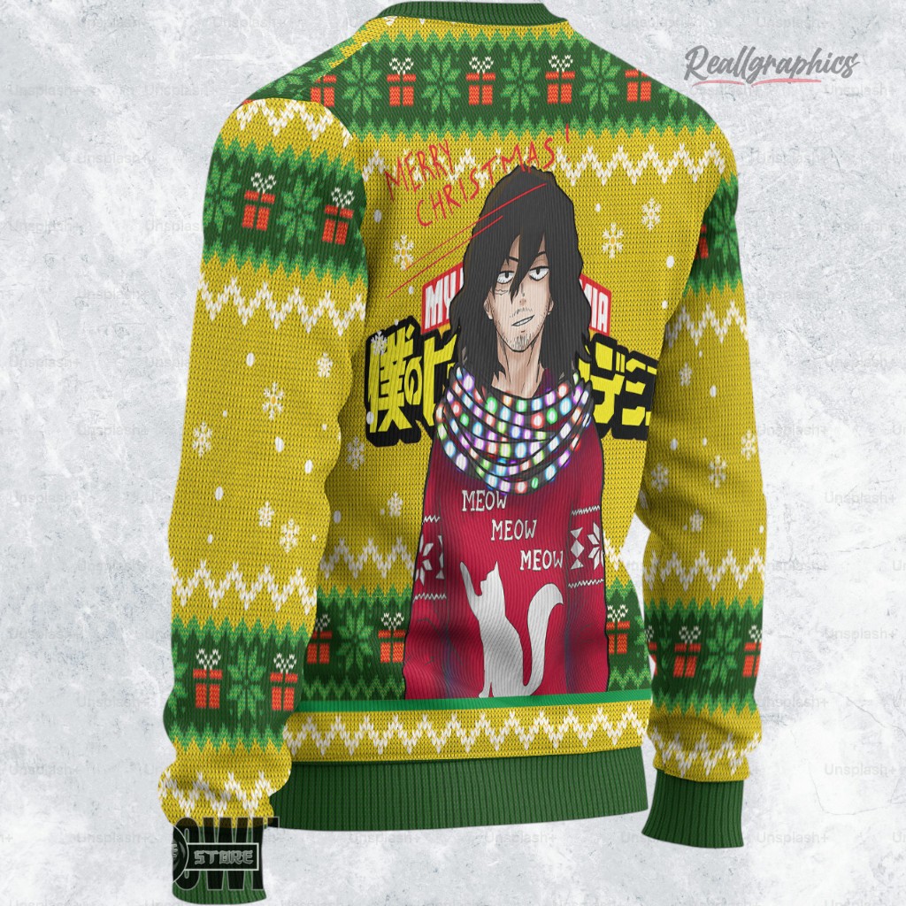 shota aizawa ugly christmas sweater my hero academia sweatshirt 2 k0iwga