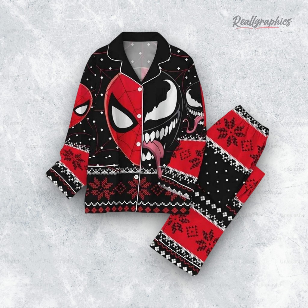 spiderman and venom christmas pajamas set 2 vvjpew