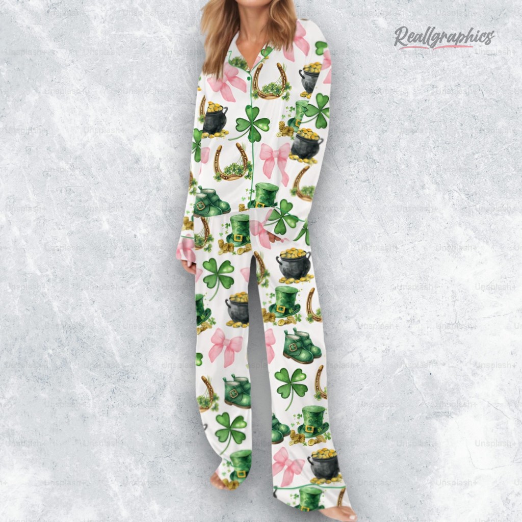 St Patrick's Day Coquette Satin Pajama Set St Patrick's Day Coquette Satin Pajama Set