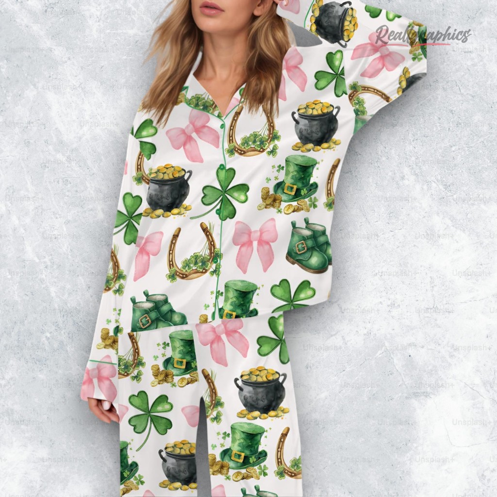 st patricks day coquette satin pajama set 2 jmv2fa