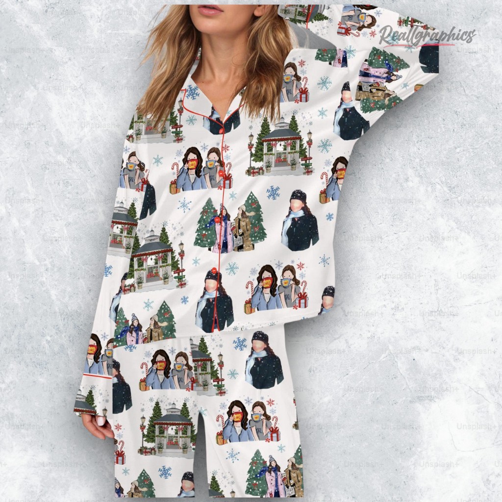 stars hollow christmas silky satin pajama set 2 nlsemp