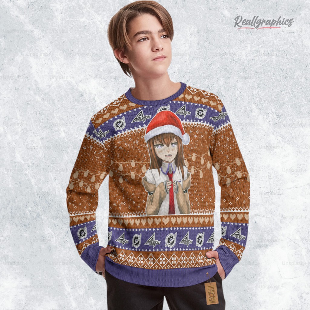 Steins Gate Ugly Sweater Custom Kurisu Makise Sweatshirt Steins Gate Ugly Sweater Custom Kurisu Makise Sweatshirt