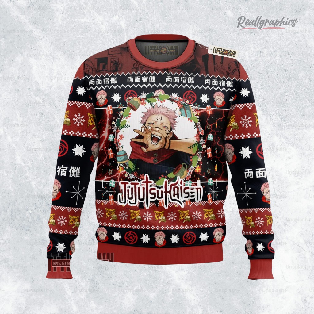 Sukuna JJK Ugly Sweater Anime Xmas Gift Ideas Sukuna JJK Ugly Sweater Anime Xmas Gift Ideas