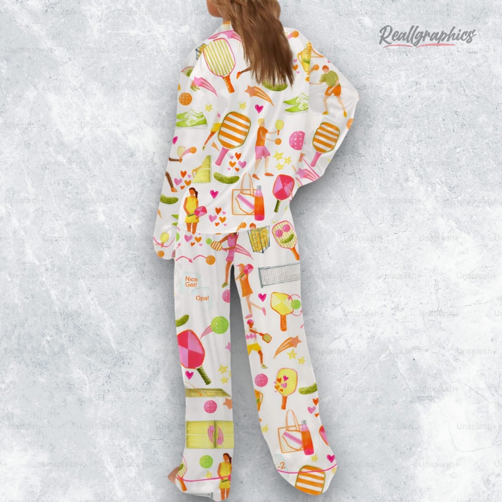 Summer Pickleball Silky Satin Pajama Set Summer Pickleball Silky Satin Pajama Set