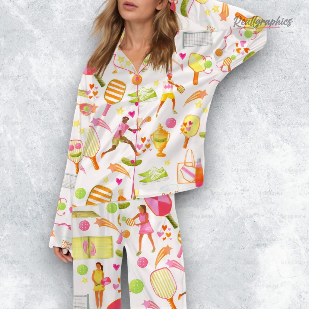 summer pickleball silky satin pajama set 2 tcptzj