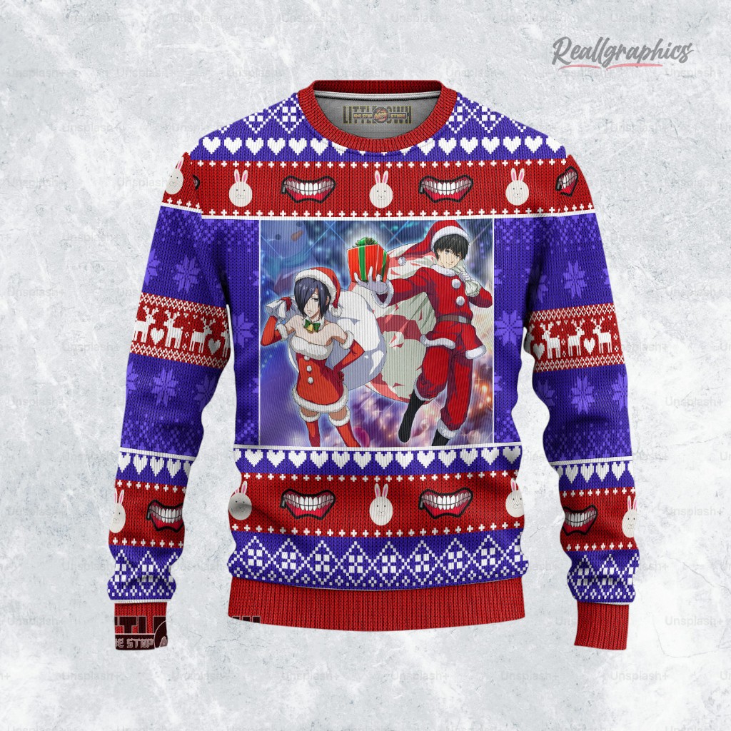 Tokyo Ghoul Ugly Christmas Sweater Kaneki x Touka Custom Anime Sweatshirt Tokyo Ghoul Ugly Christmas Sweater Kaneki x Touka Custom Anime Sweatshirt