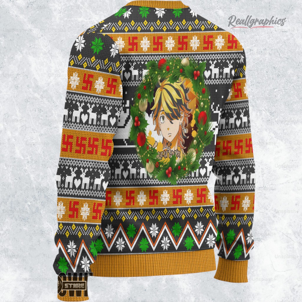 tokyo reengers ugly christmas sweater kazutora sweatshirt 2 nilmww