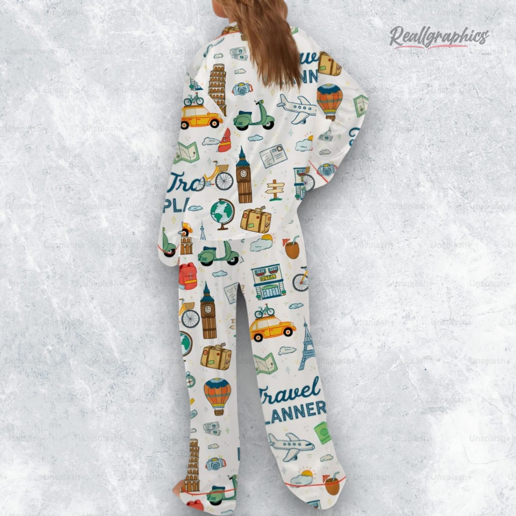 Travel Planner Satin Pajama Set Travel Planner Satin Pajama Set