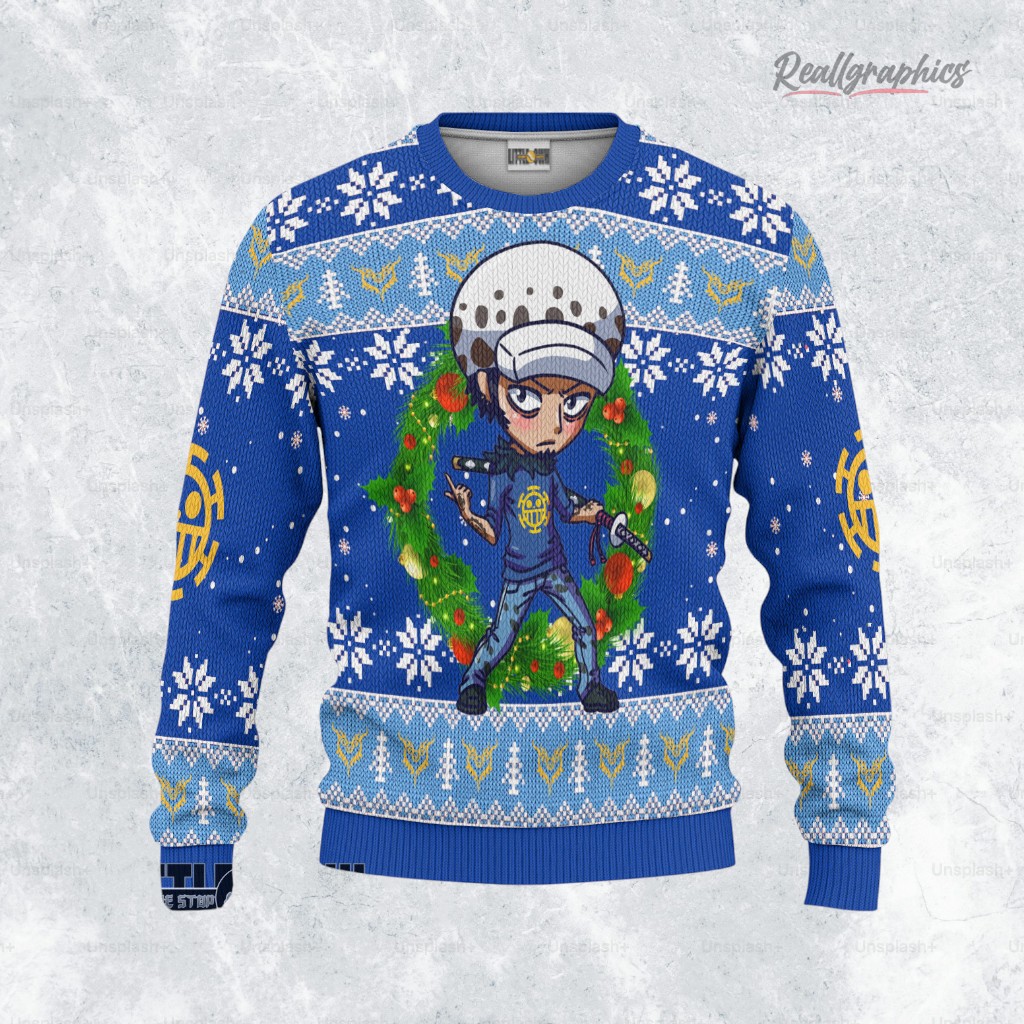 trafalgar law sweatshirt one piece xmas ugly sweater 2 dlpaql