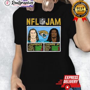 treor lawrence and brian thomas jr jacksonille jaguars nfl jam classic video game shirt 1 vo7x6j