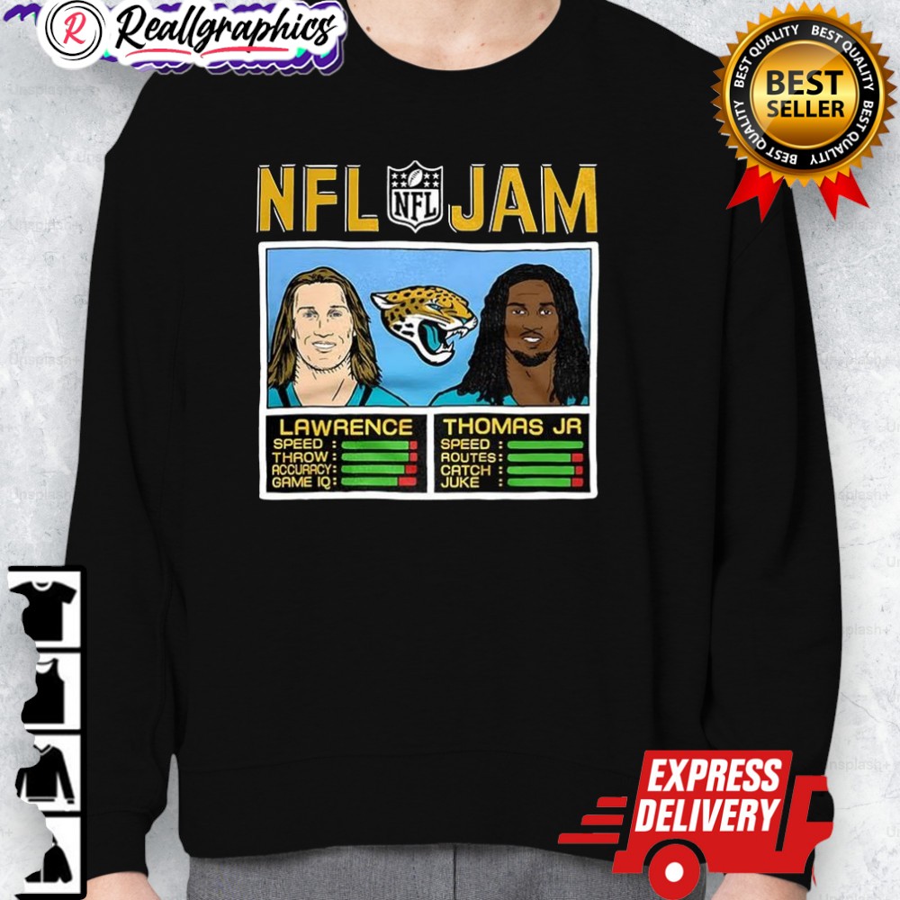 treor lawrence and brian thomas jr jacksonille jaguars nfl jam classic video game shirt 2 dlsuds