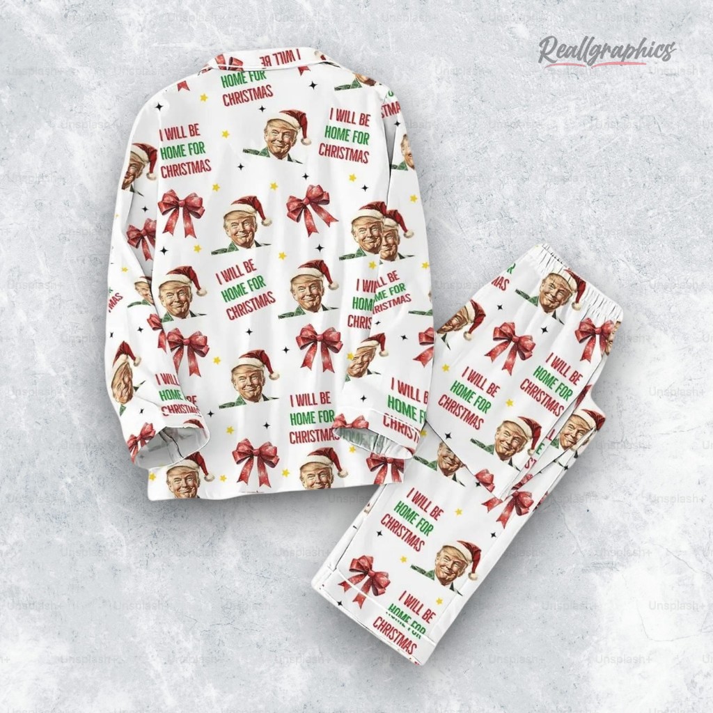 trump coquette bow i will be home for christmas pajama set 2 s0z8bc