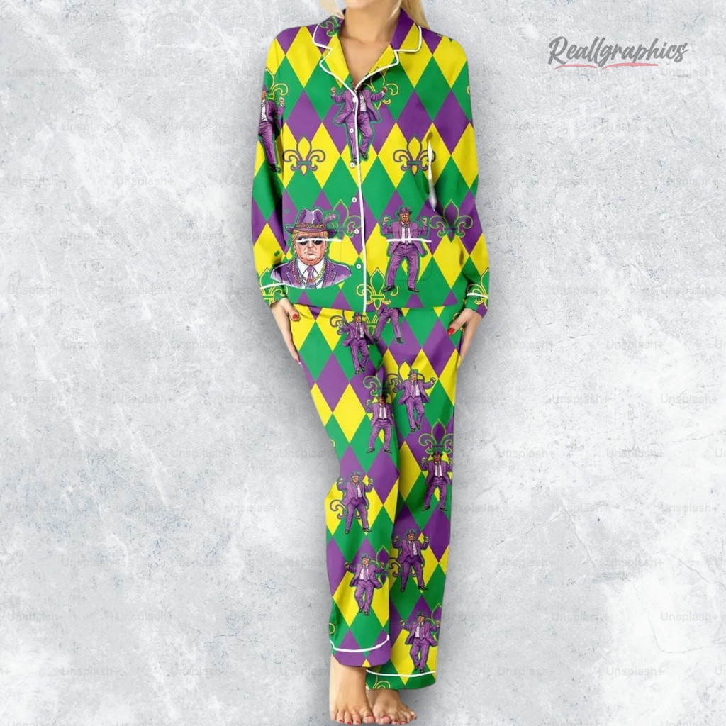 trump dance mardi gras pajama set 2 jljjqx