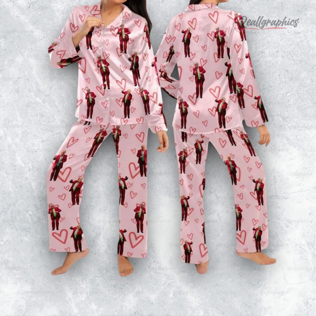 trump dancing heart kiss valentine pajama set 2 c7ka58
