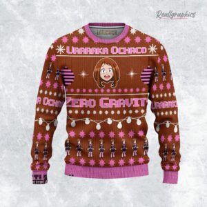 uraraka ochako ugly christmas sweater my hero academia sweatshirt 1 sjfh2l