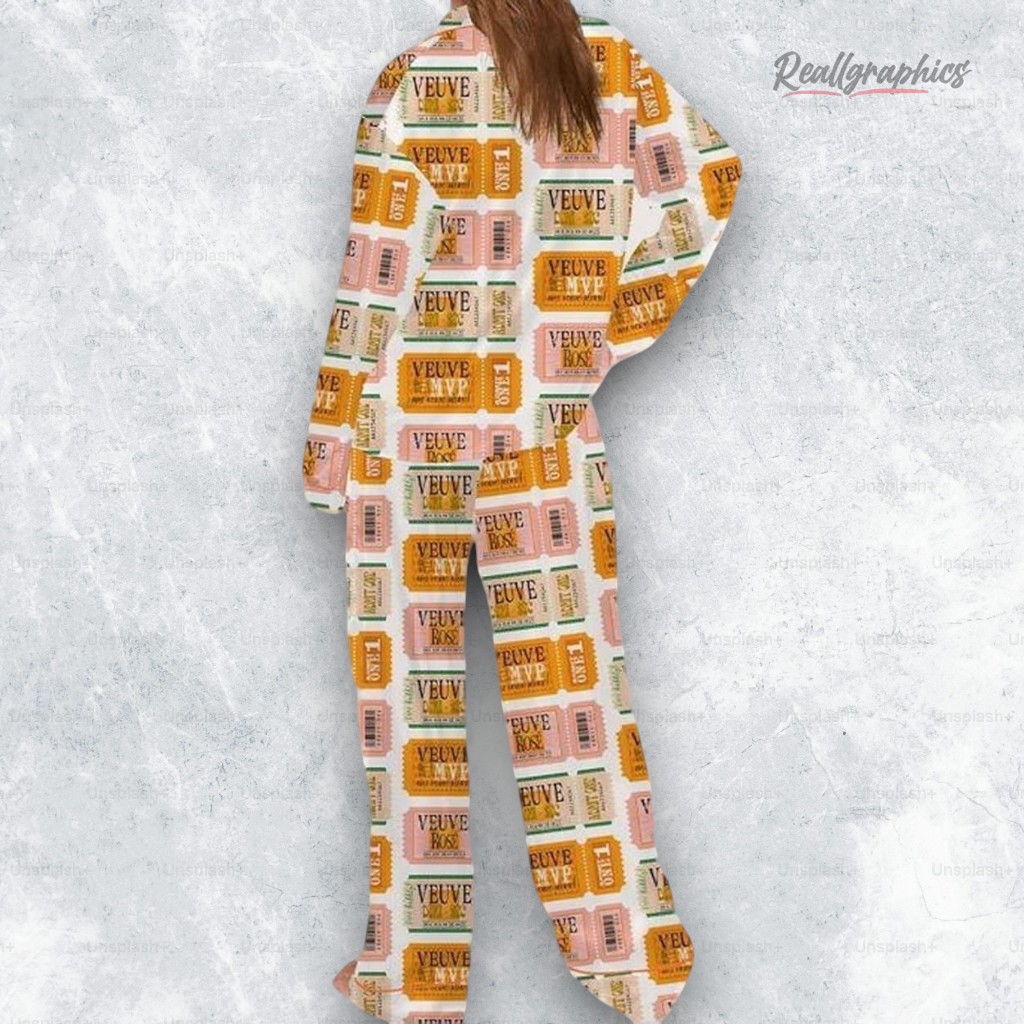 Veuve Champagne Tickets Satin Pajama Set Veuve Champagne Tickets Satin Pajama Set