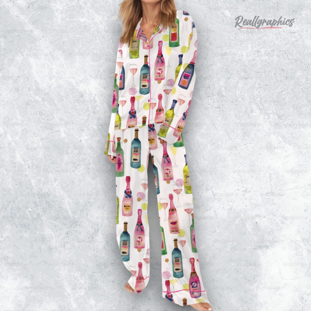 Watercolor Champagne Satin Pajama Set Watercolor Champagne Satin Pajama Set