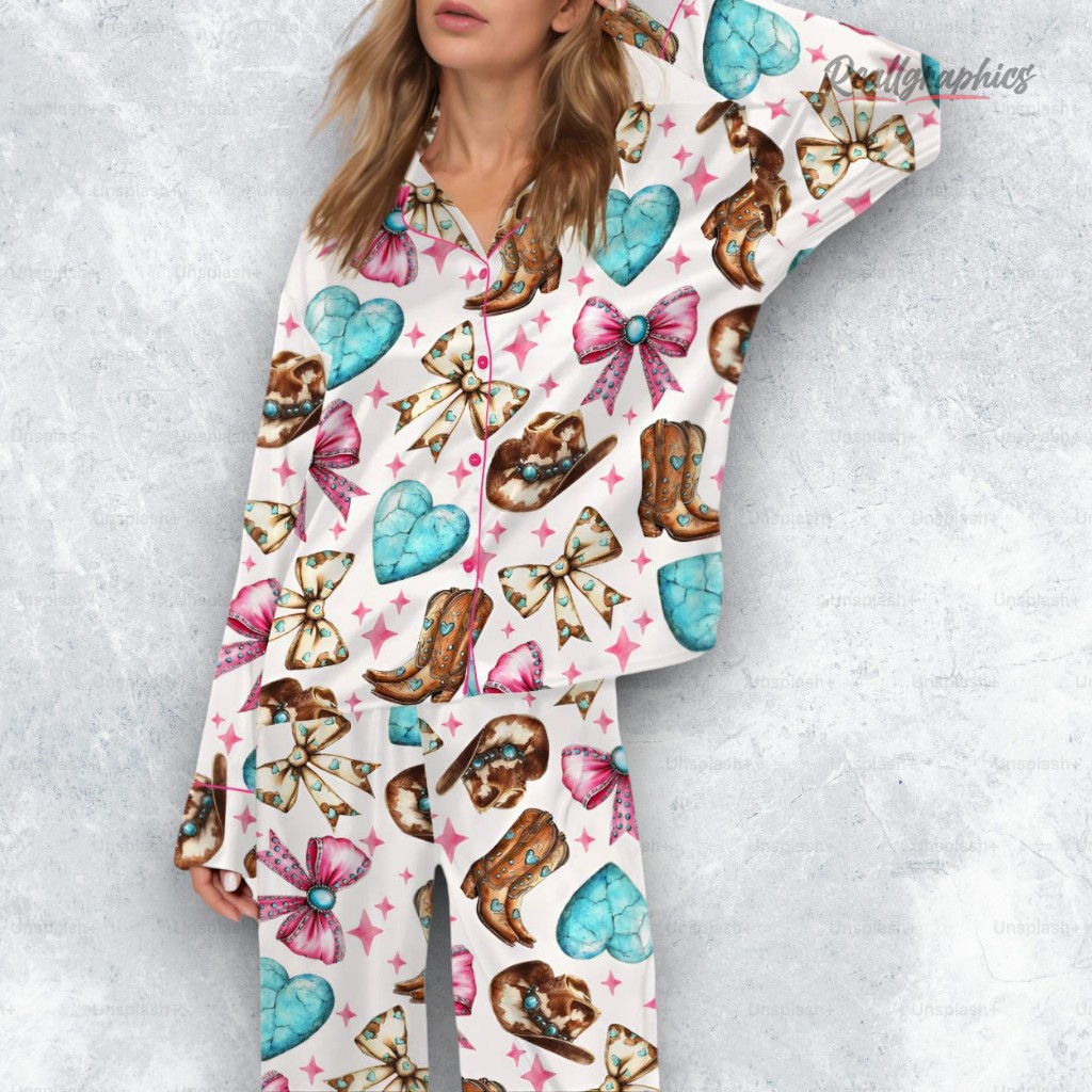 western cowgirl coquette satin pajama set 2 zwfsur