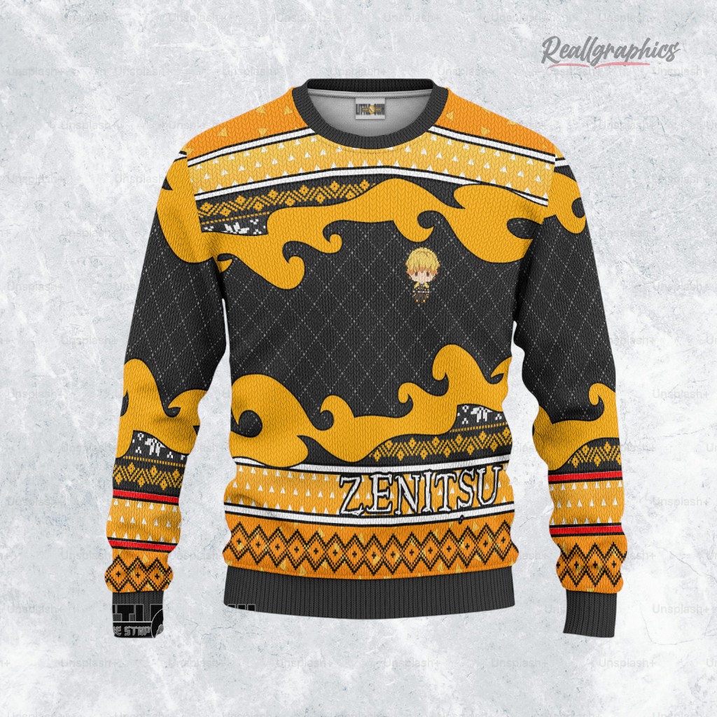 zenitsu agatsuma ugly sweater custom demon slayer sweatshirt 2 tishdj