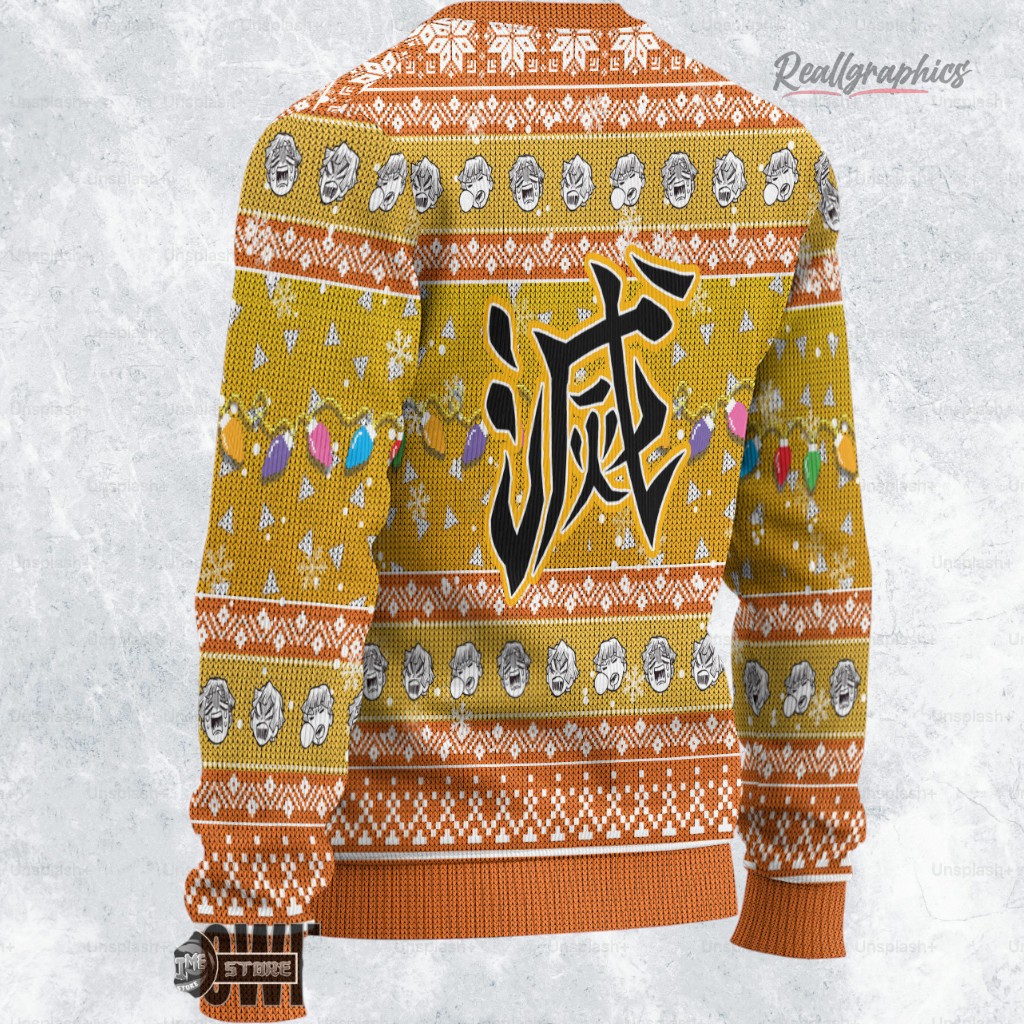zenitsu ugly christmas sweater demon slayer custom anime sweatshirt 2 qw4z8q