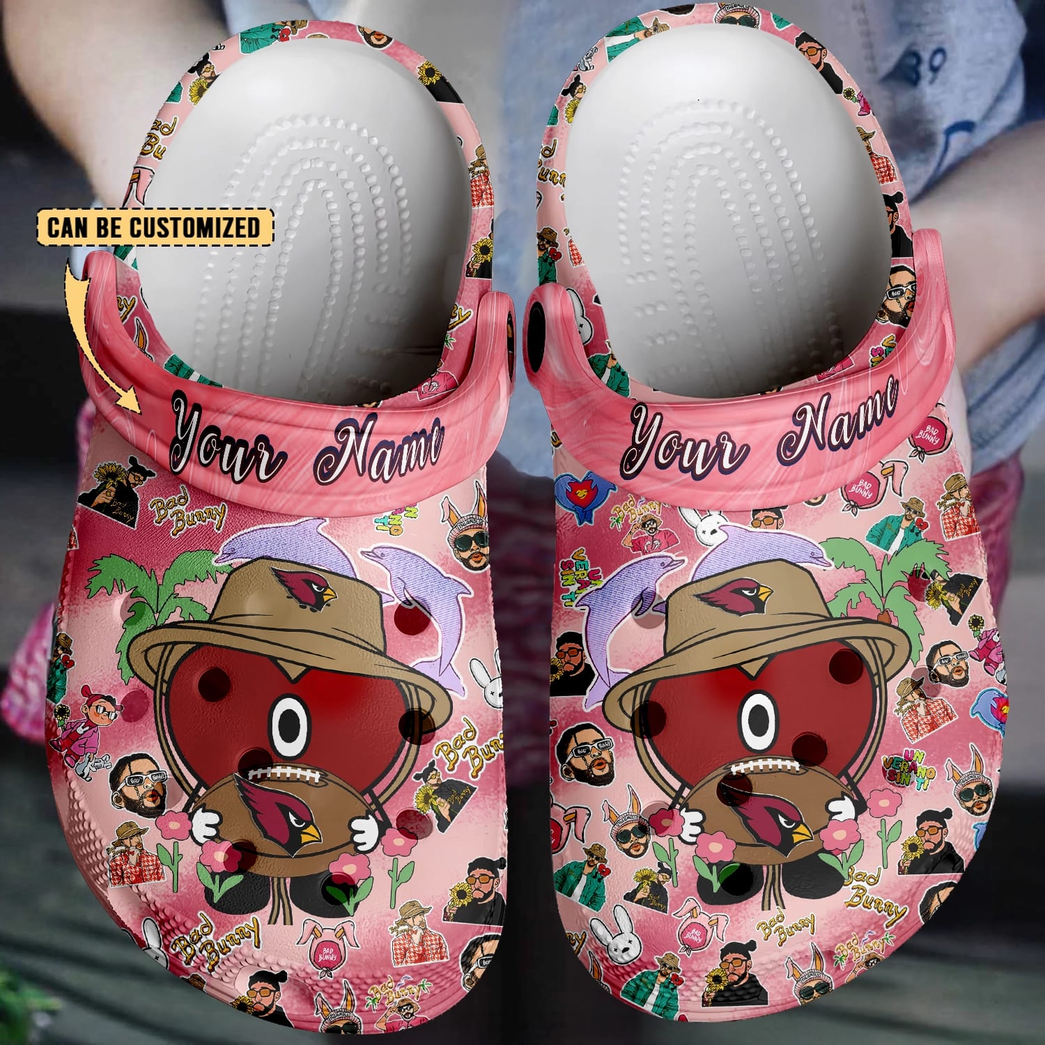 arizona cardinals x bad bunny 3d printed classic crocs 2 equwsl