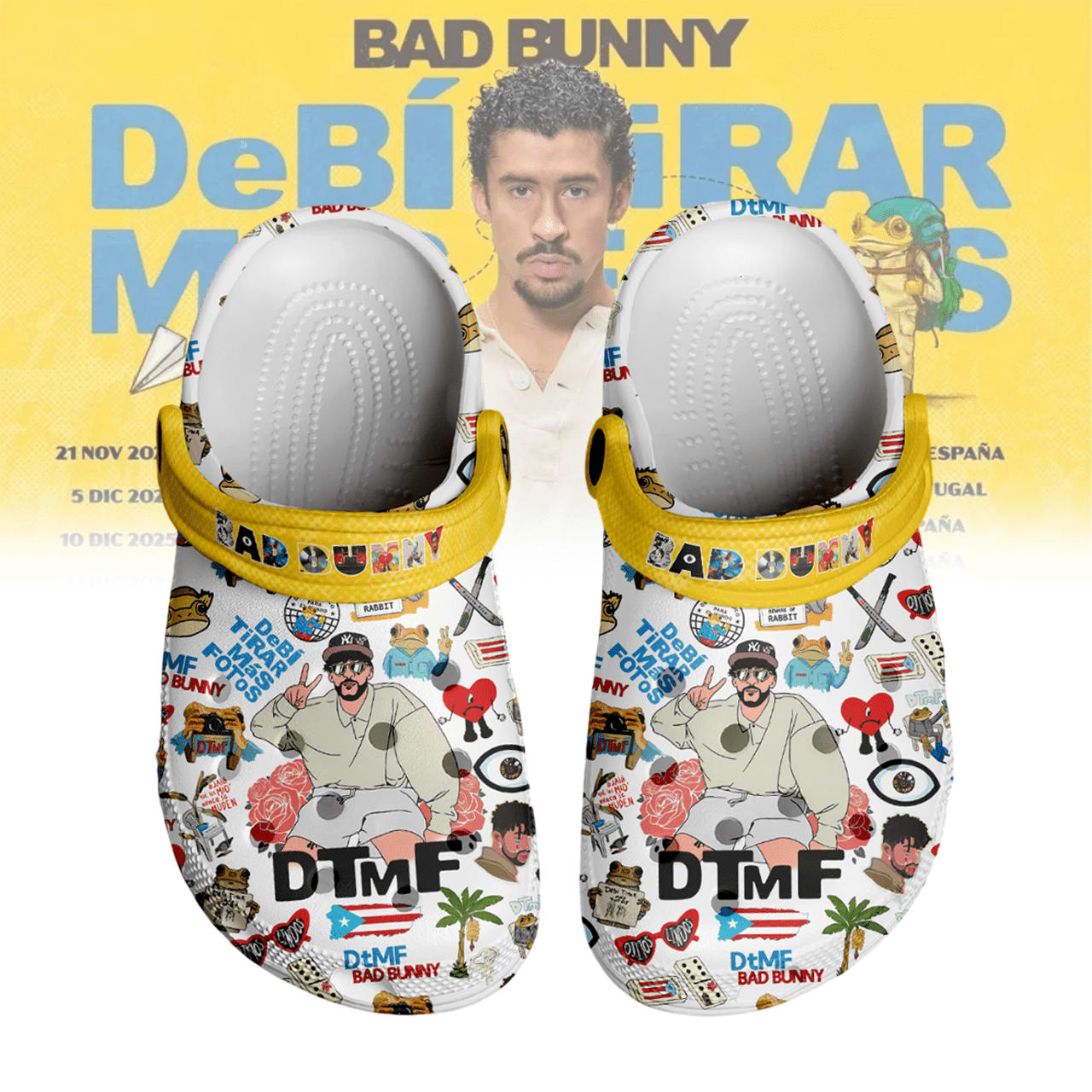 bad bunny music 3d printed classic crocs 2 xvvfov