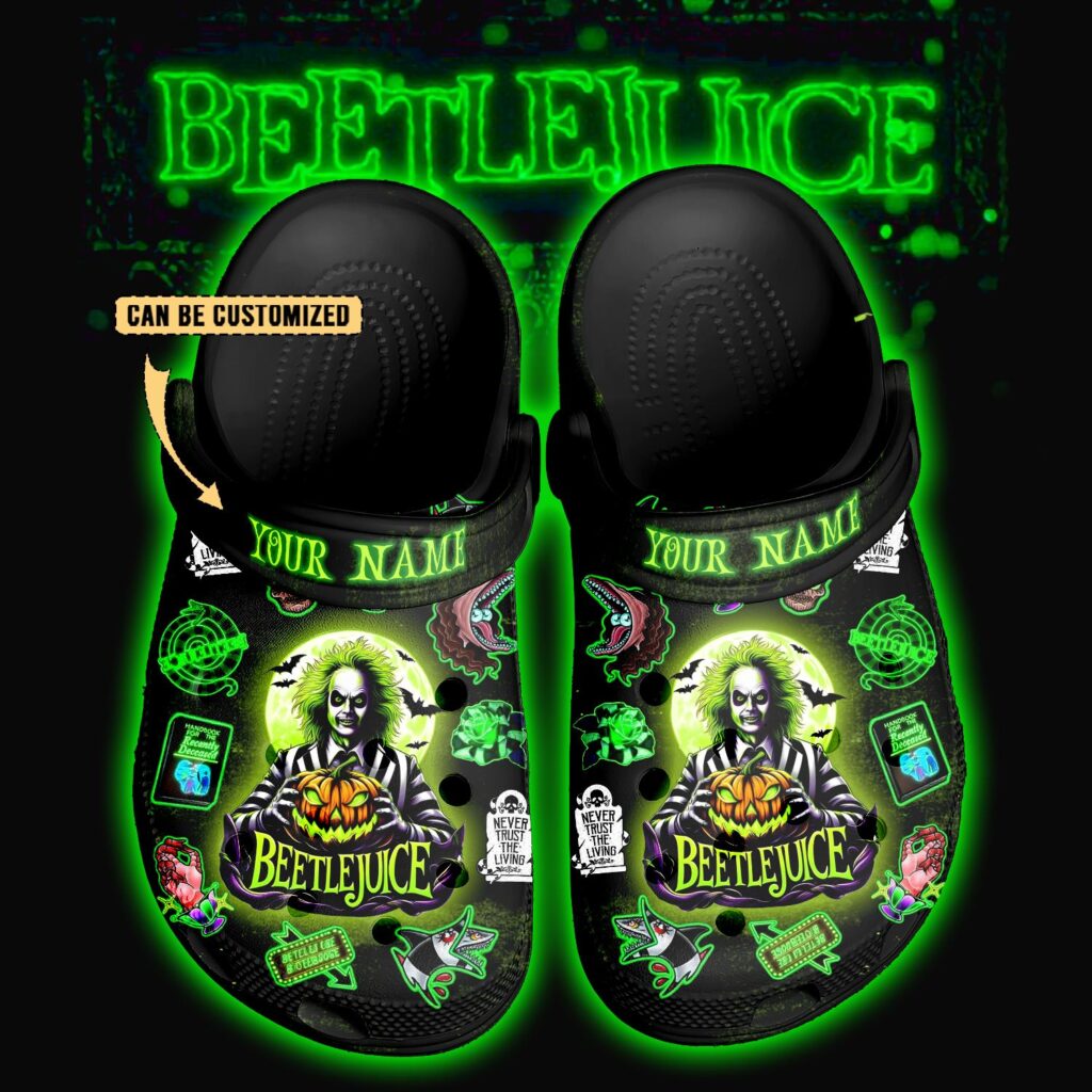 beetlejuice x halloween 3d printed classic crocs plo1pt