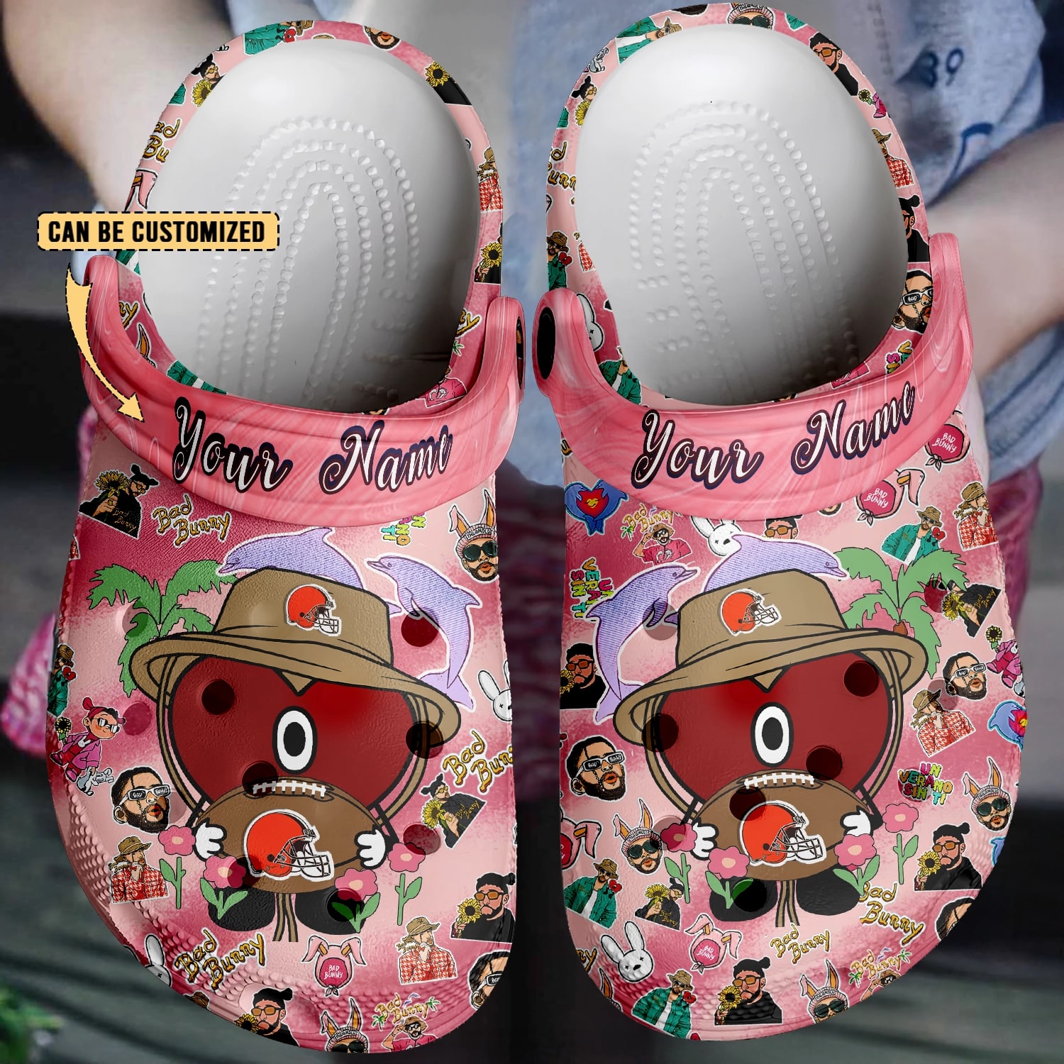 cleveland browns x bad bunny 3d printed classic crocs 2 zpwajc