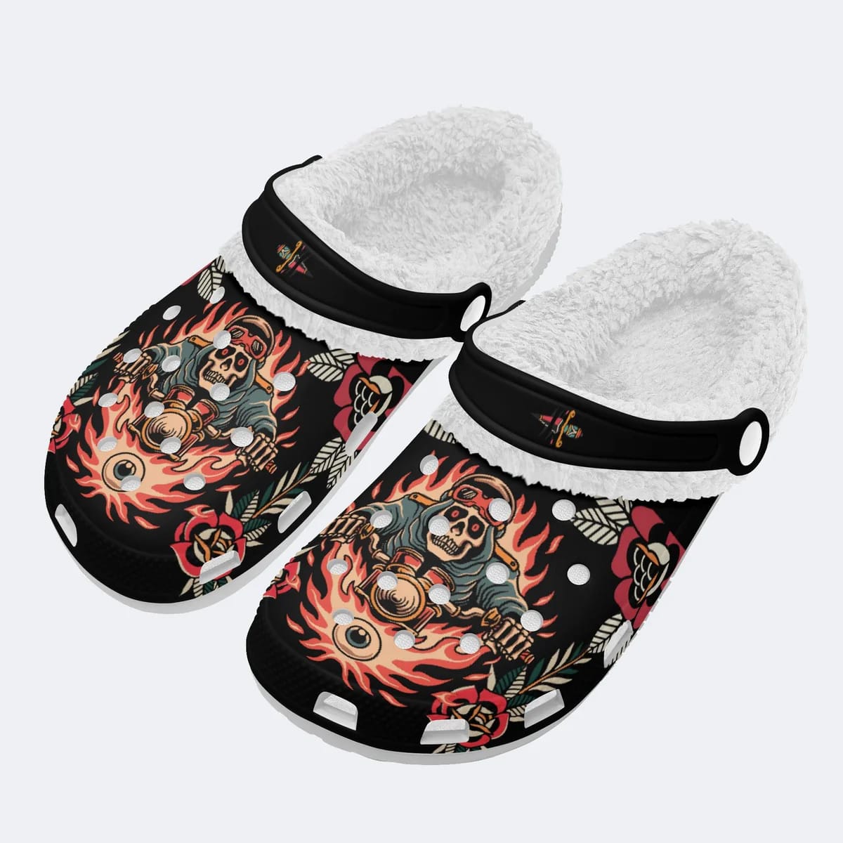 Cool Burning Passion Motor Biker Fuzzy 3D Printed Classic Crocs Cool Burning Passion Motor Biker Fuzzy 3D Printed Classic Crocs
